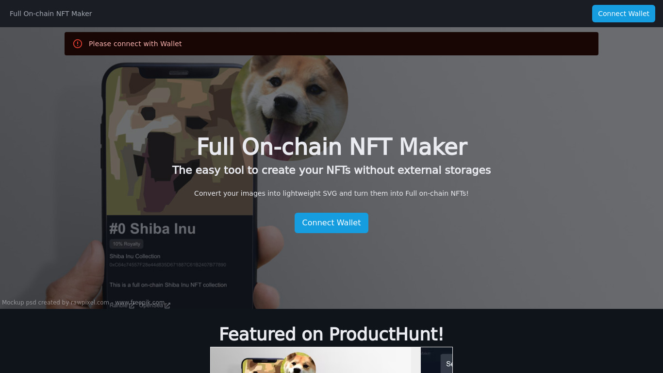 Full On-chain NFT Maker Landing page