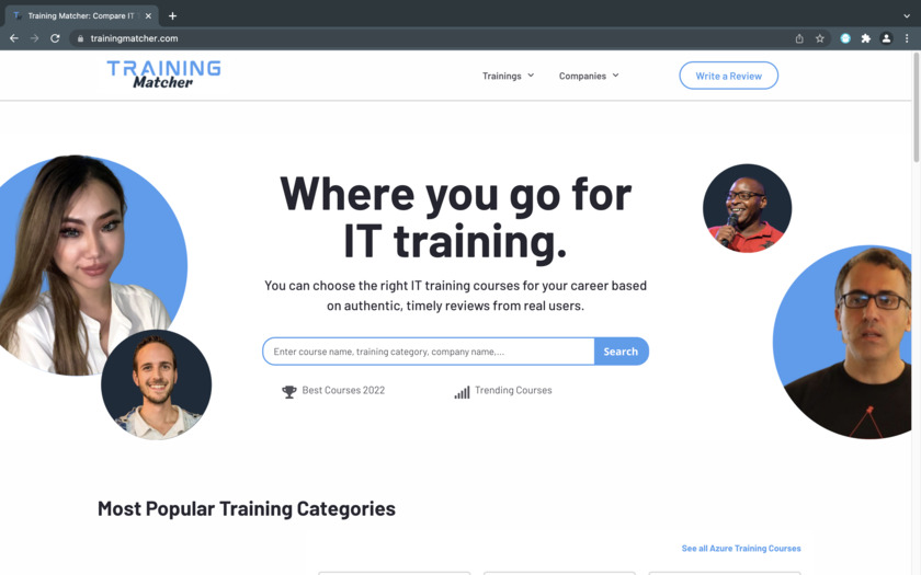 Training Matcher Landing Page