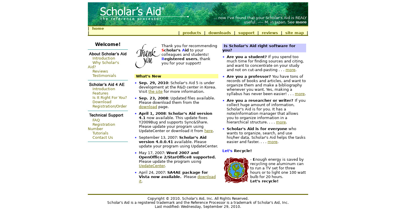 Scholars Aid Landing page