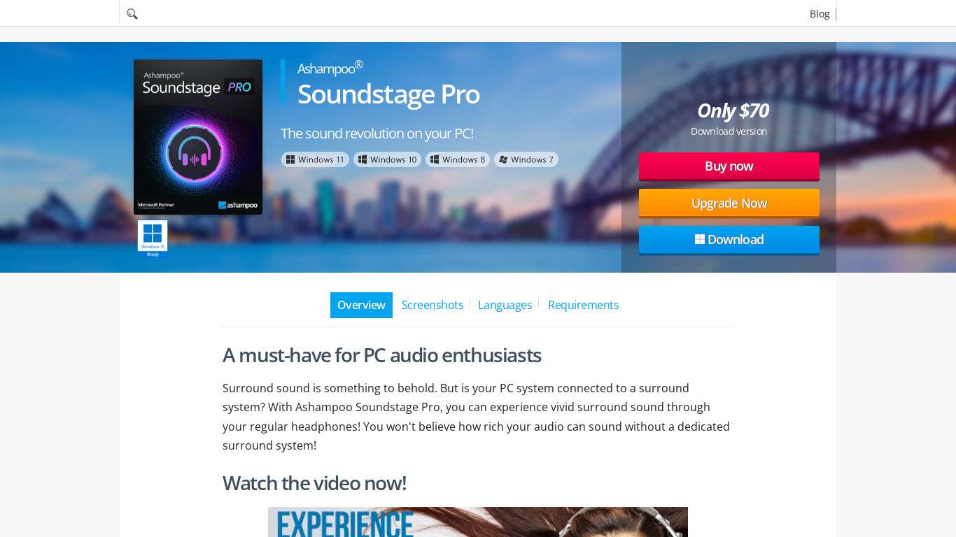 Ashampoo®  Soundstage Pro Landing page