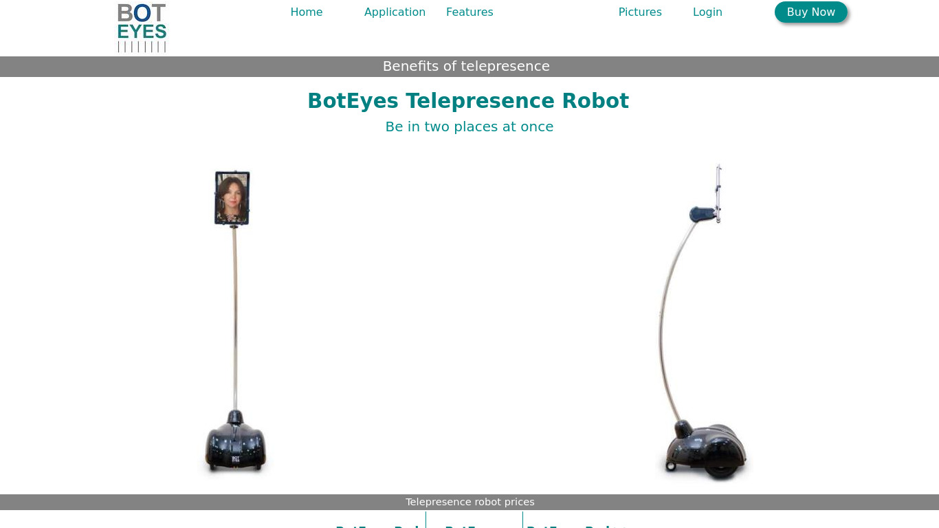 BotEyes Telepresence Robot Landing page