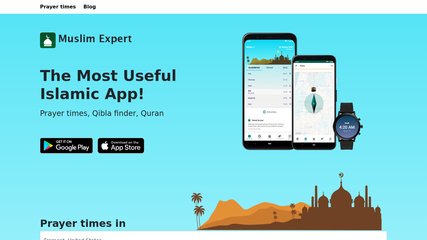 Muslim Expert App Landing page