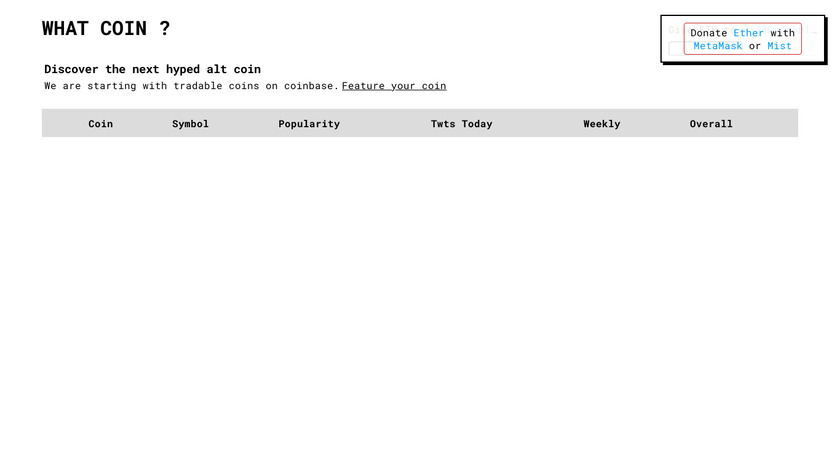 What Coin ? Landing Page