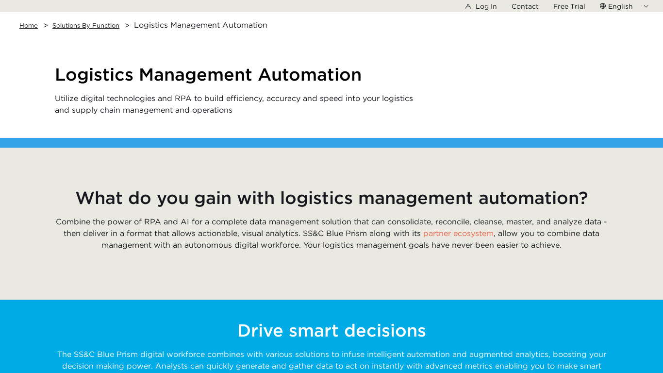 Logistics Management Automation Landing page