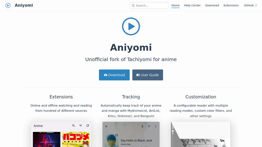 Aniyomi Landing Page