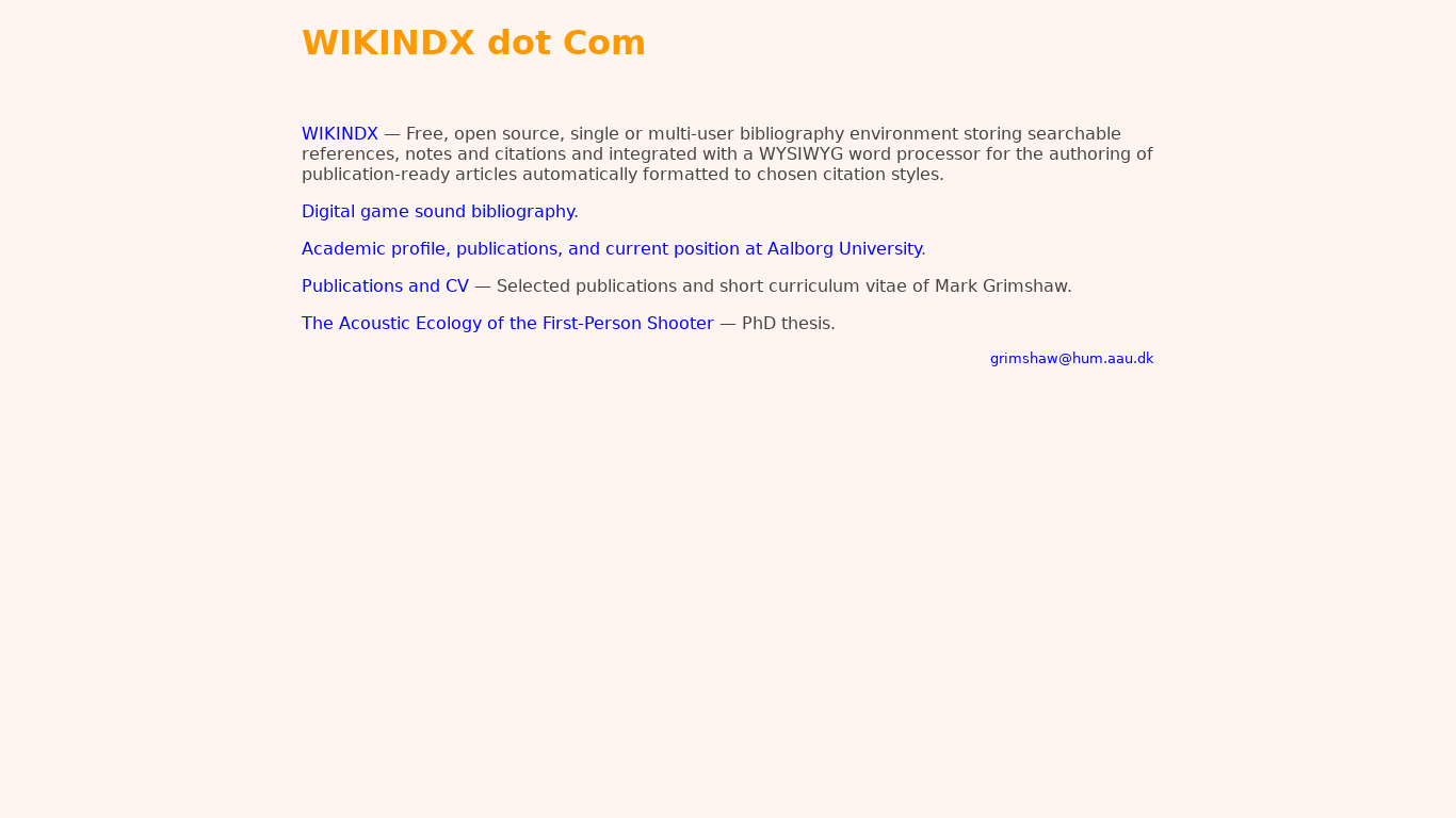 Wikindx Landing page