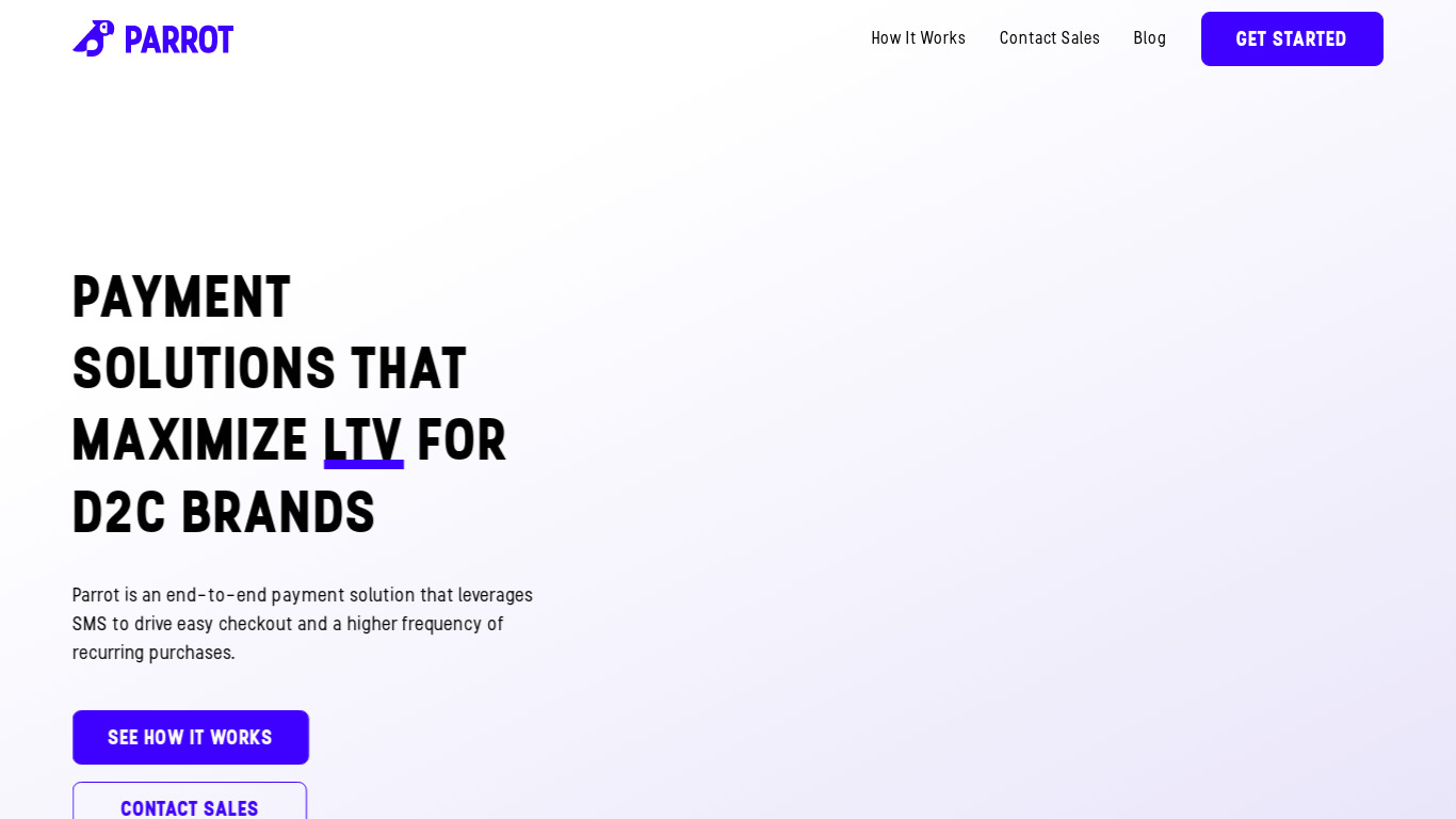Drops by Parrot Landing page