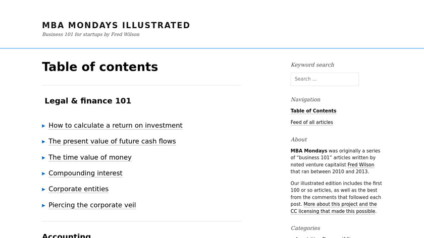 MBA Mondays Illustrated Landing Page