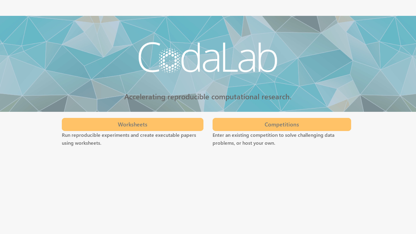 CodaLab Landing page