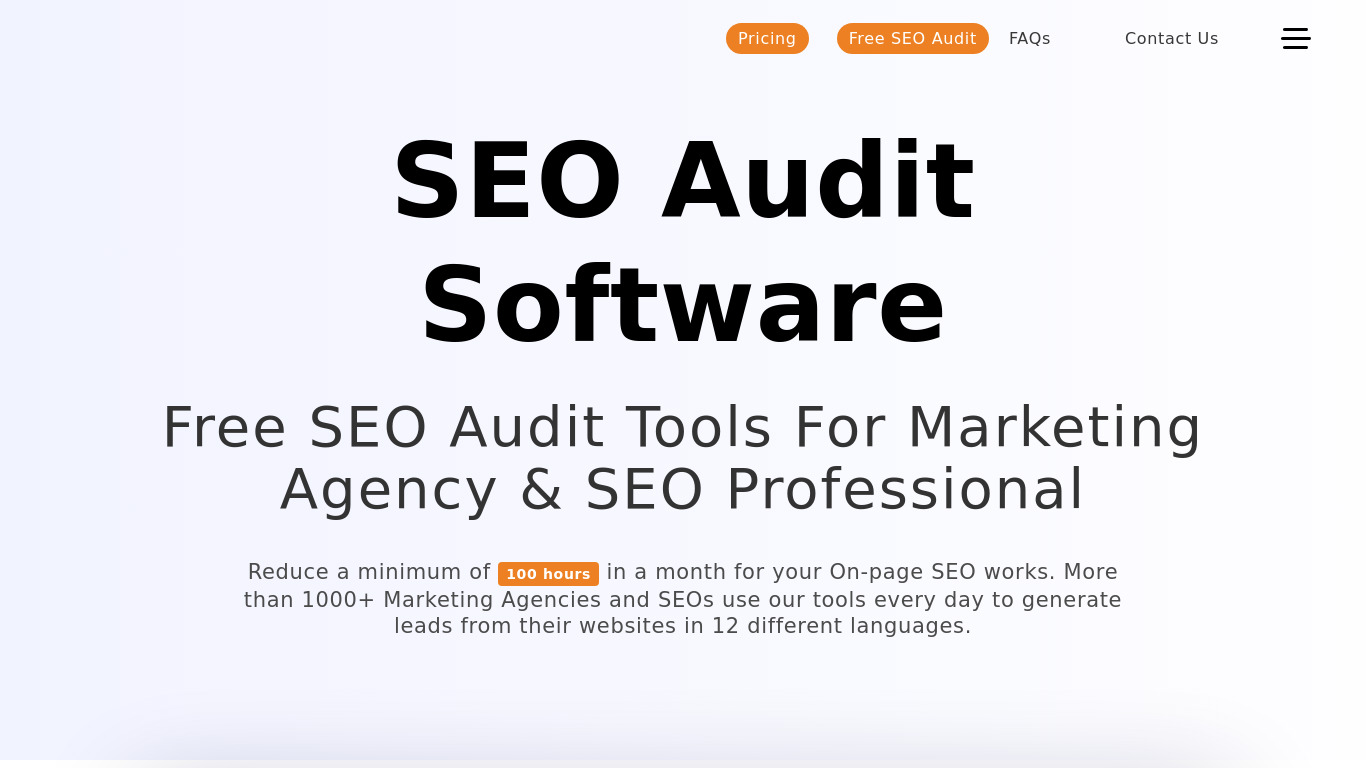 SEO Audit Software Landing page