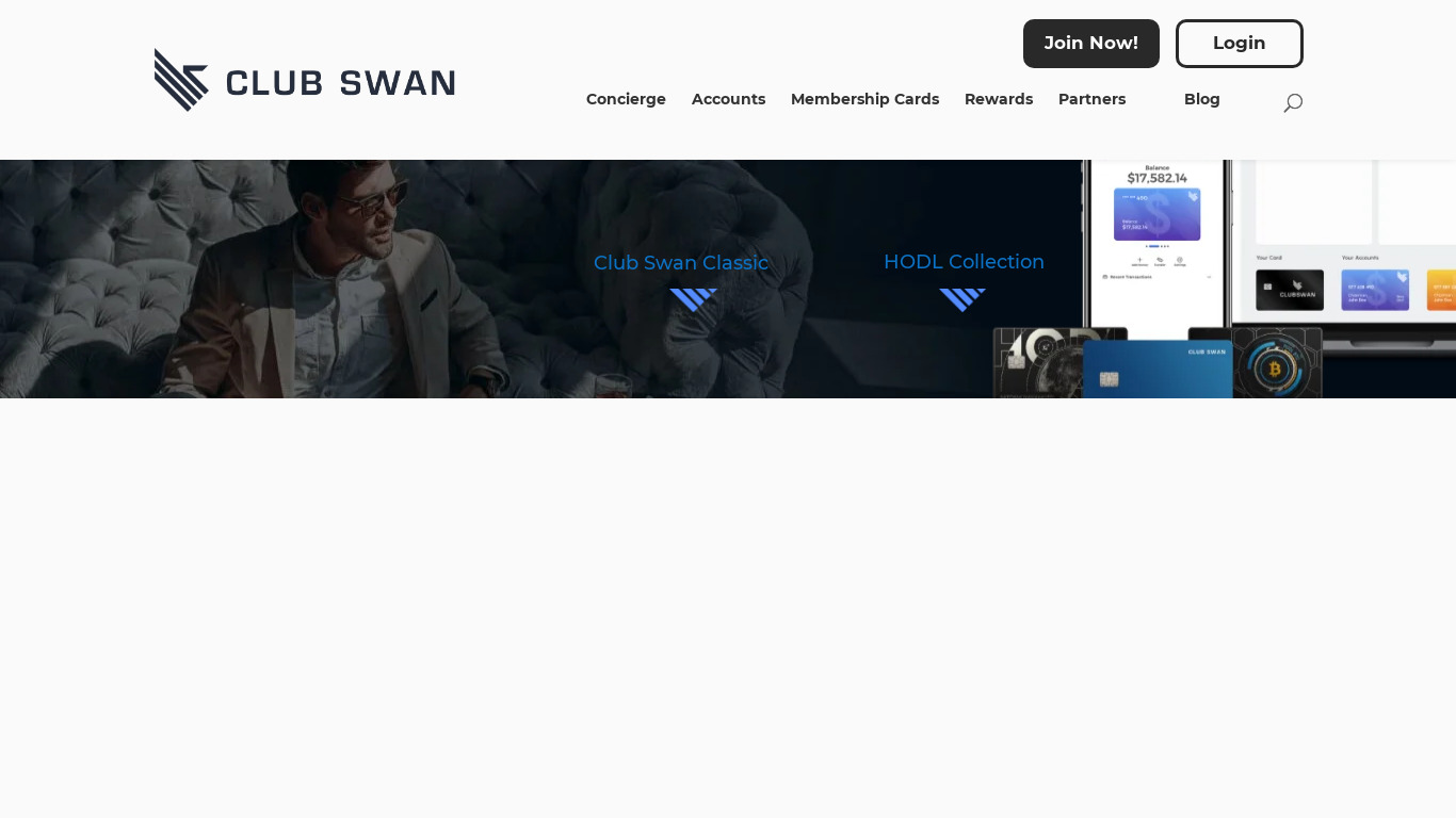 Club Swan Landing page