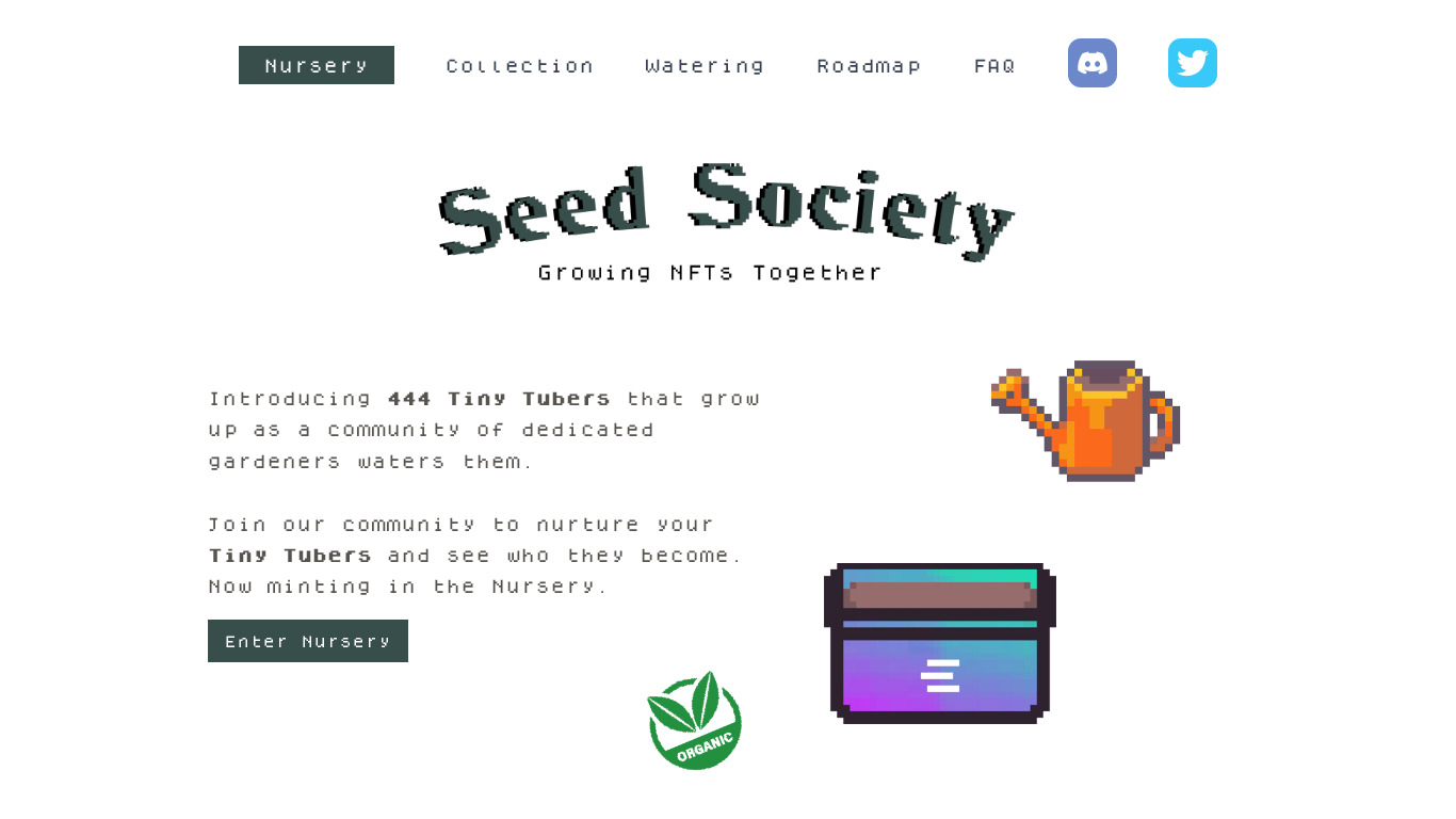 Seed Society Landing page