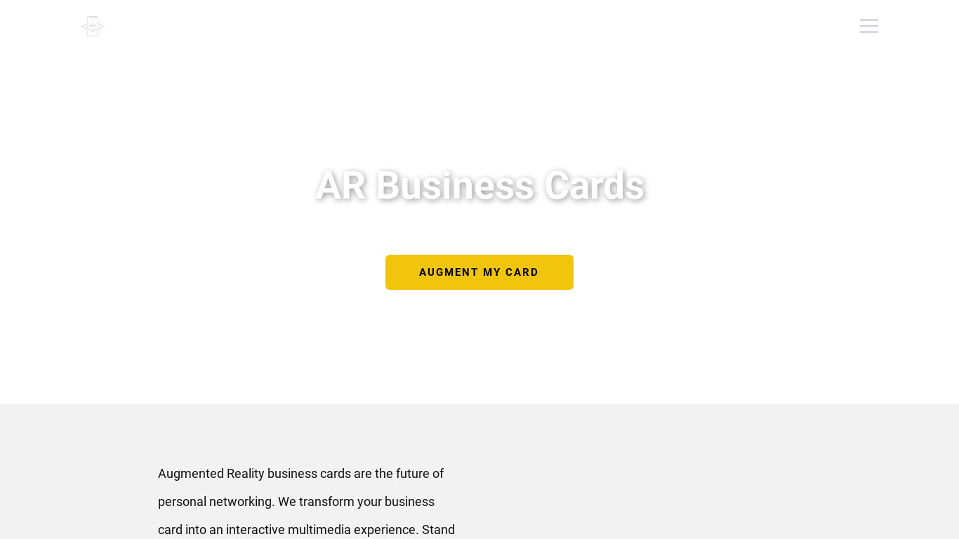 Augment My Card Landing page