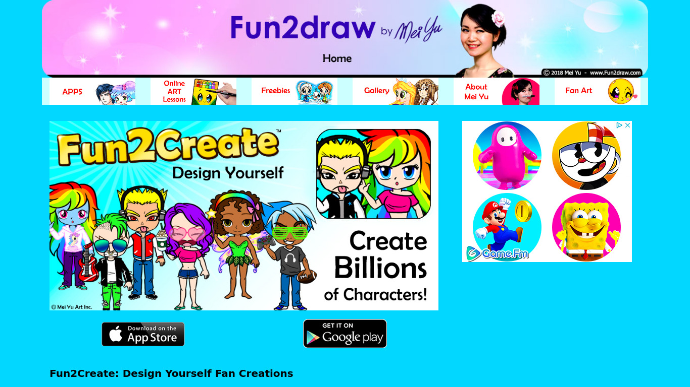 Fun2Create: Design Yourself Landing page