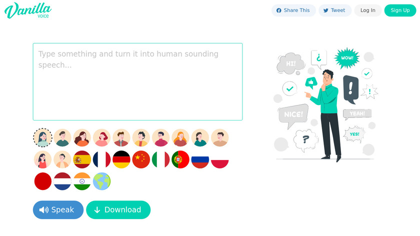 VanillaVoice Landing Page