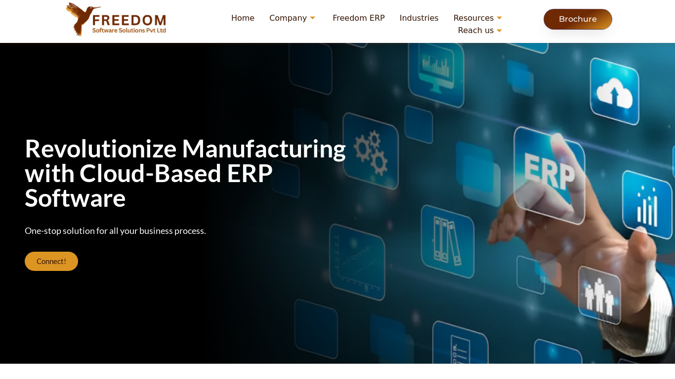Freedom ERP Landing page