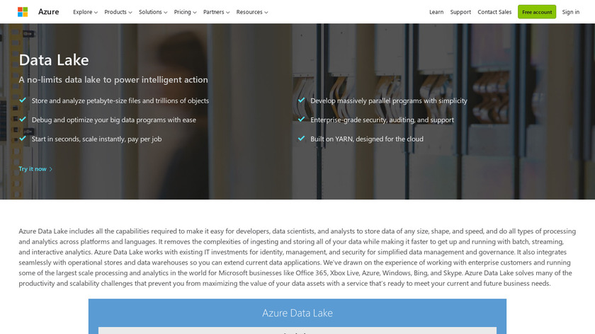 Azure Data Lake Landing Page