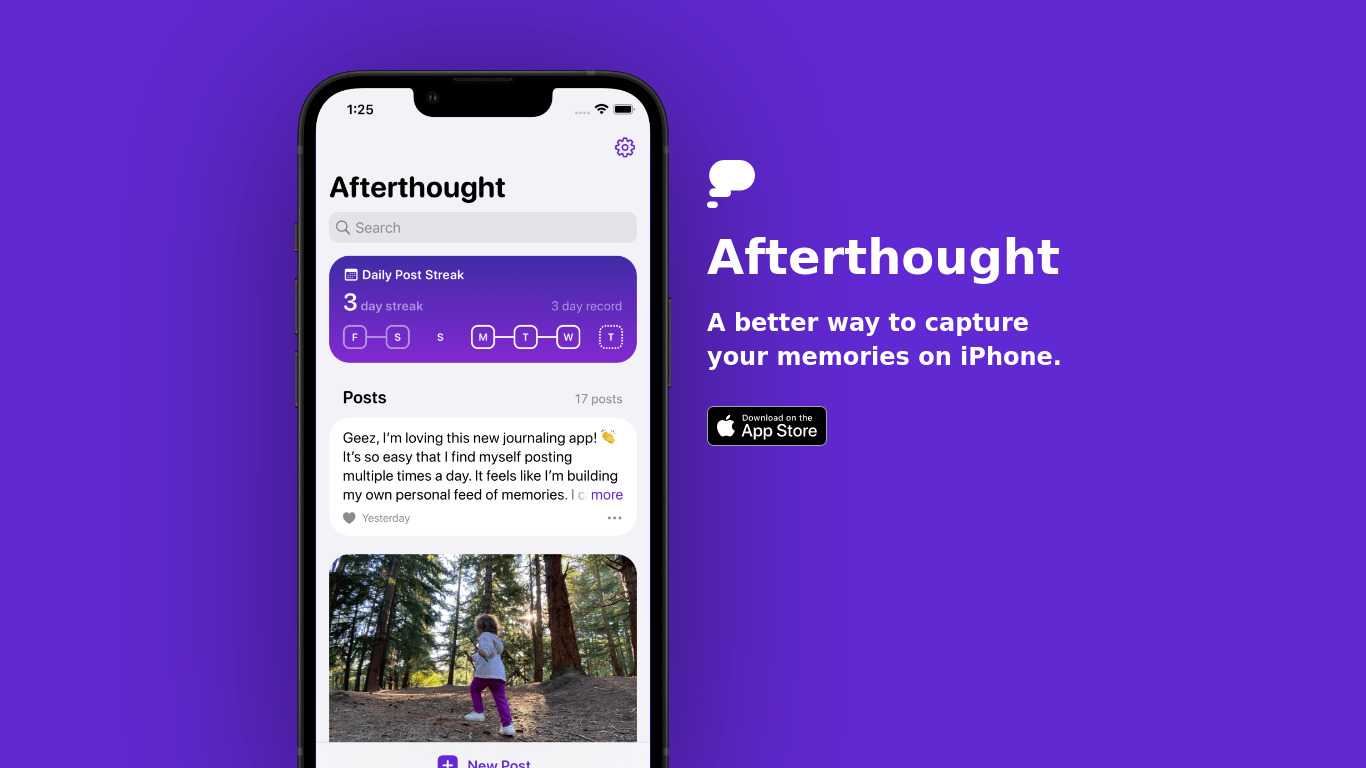Afterthought Journal Landing page