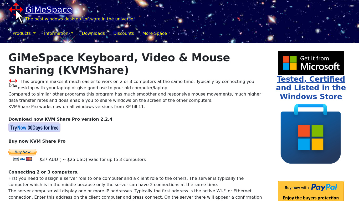 GiMeSpace KVMShare Pro Landing page