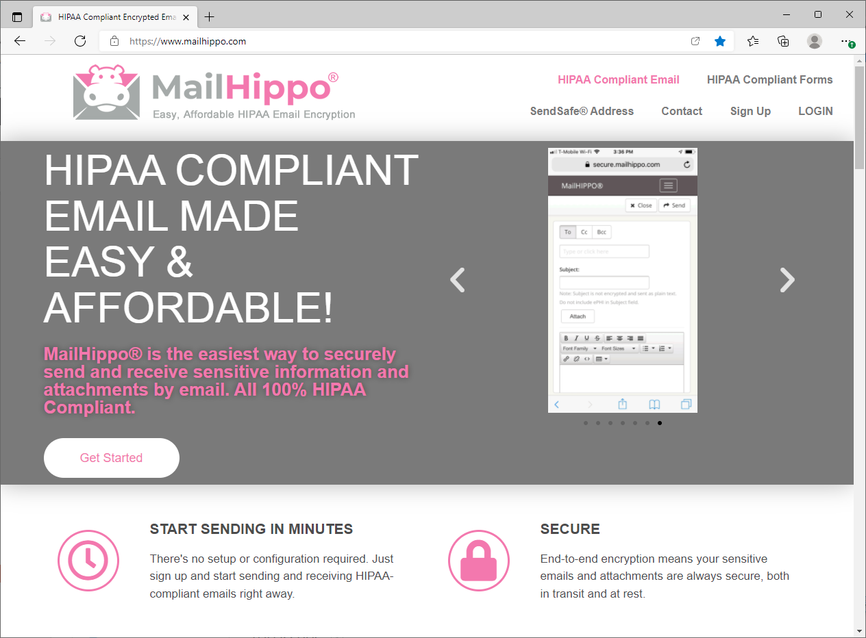 MailHippo Landing page