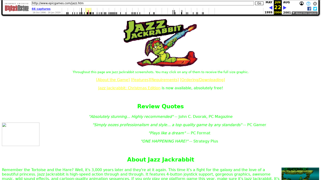 Jazz Jackrabbit (Series) Landing page