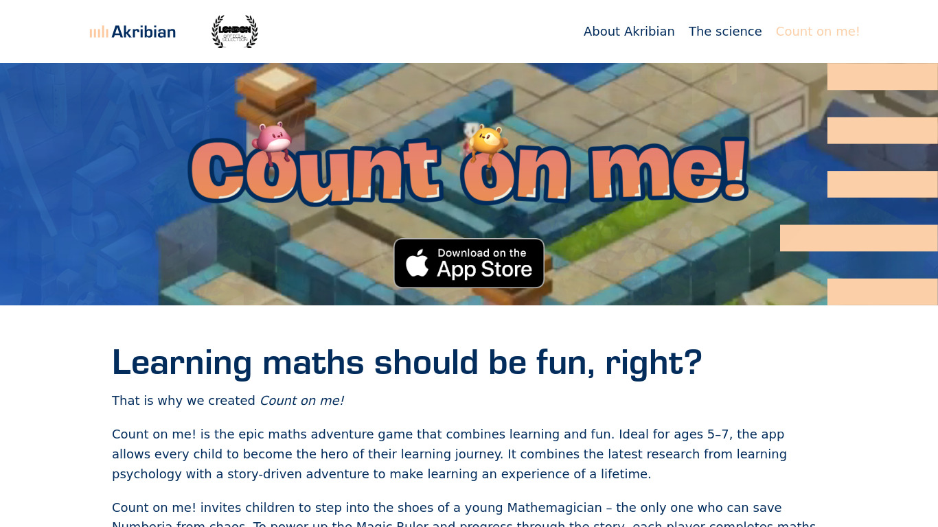 Count on me! Landing page