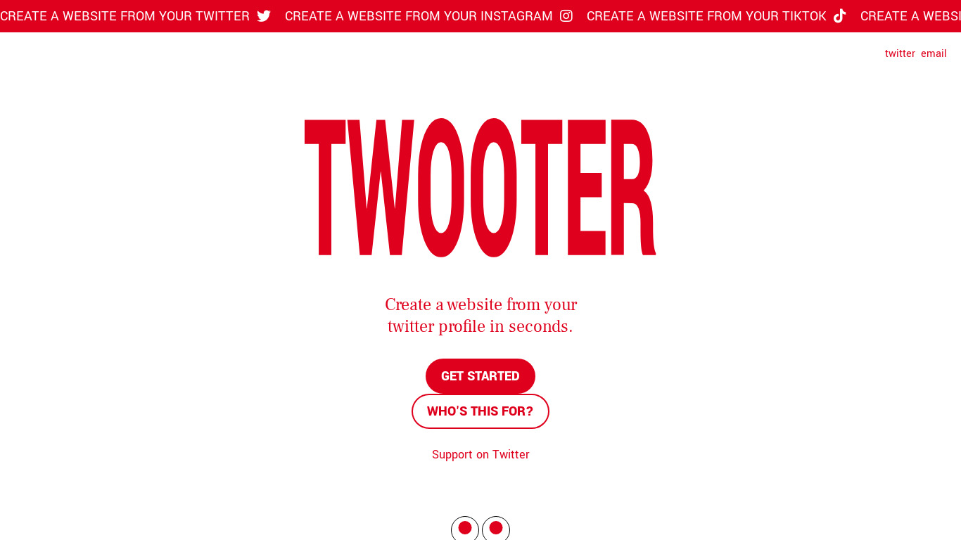 Twooter Landing page
