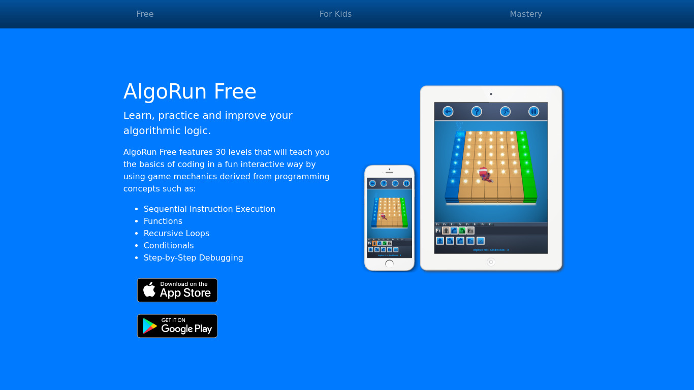 AlgoRun Landing page