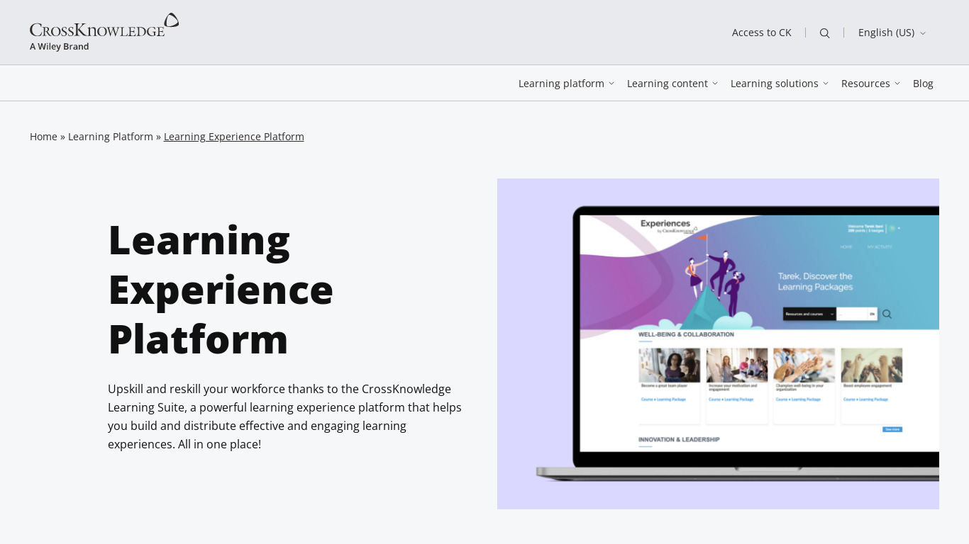 CrossKnowledge Learning Suite Landing page