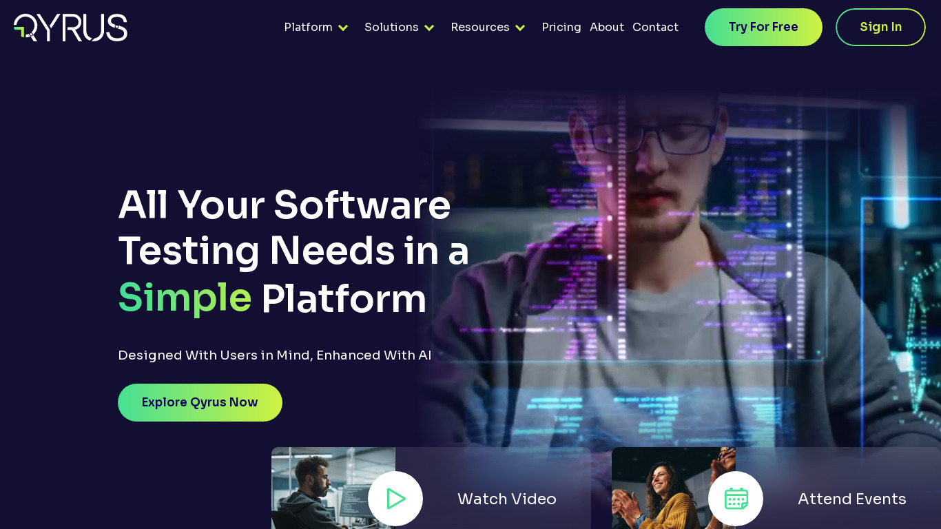 Qyrus Landing page