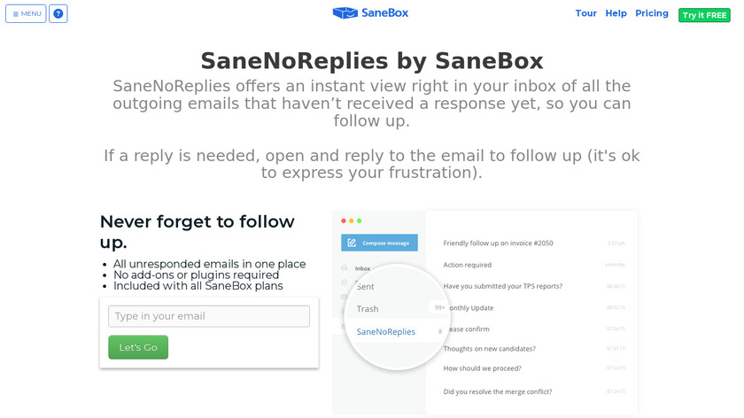 SaneNoReplies Landing Page