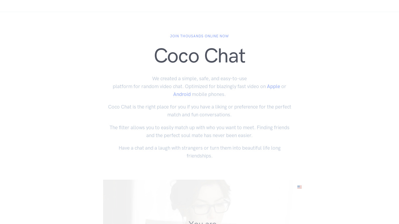 Coco Chat Live Landing page