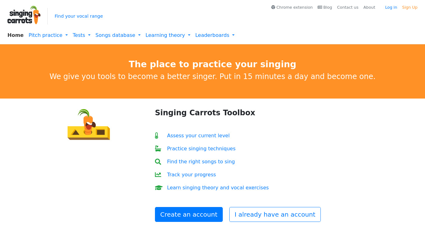 Singing Carrots Landing page