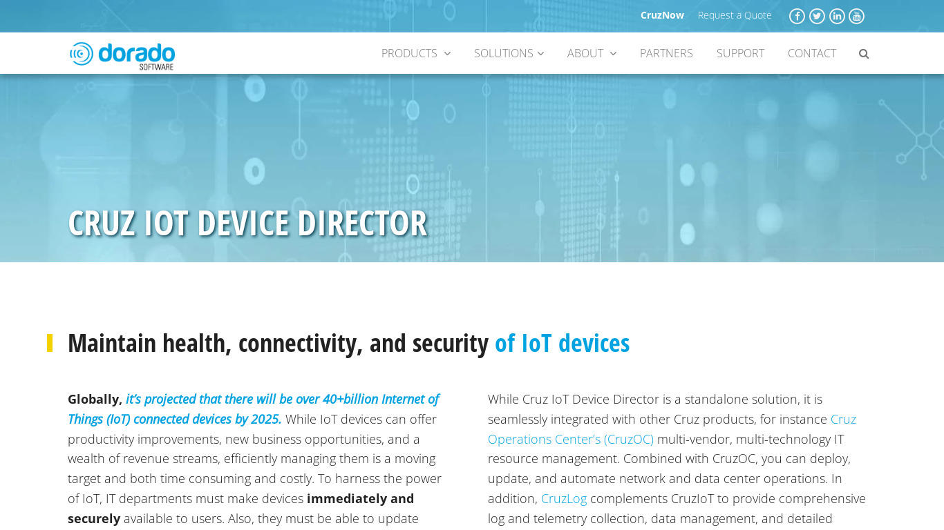Cruz IoT Device Director Landing page