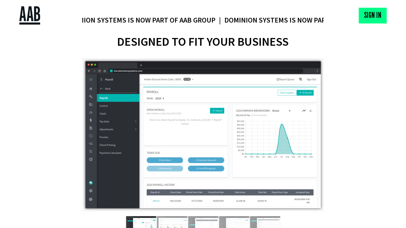 Dominion Systems Landing page