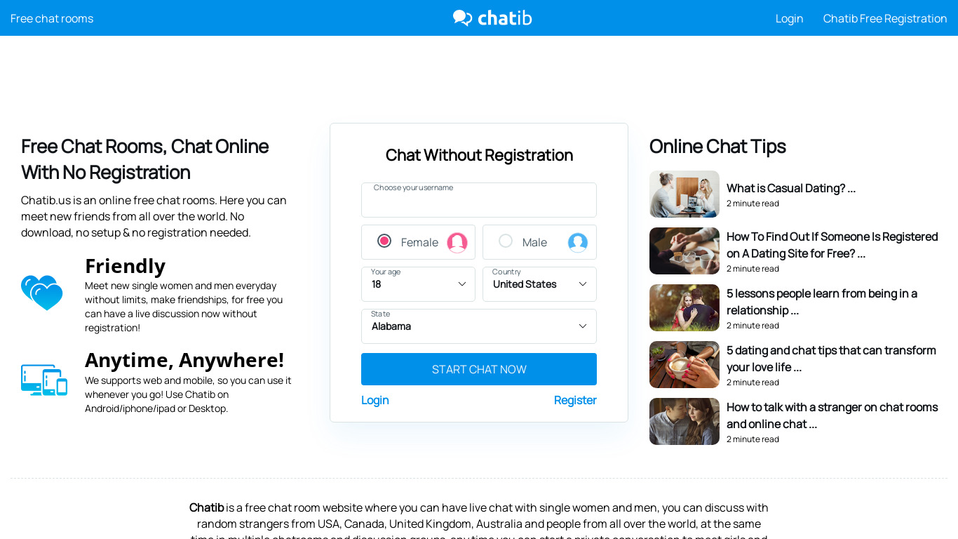 Chatib Landing page