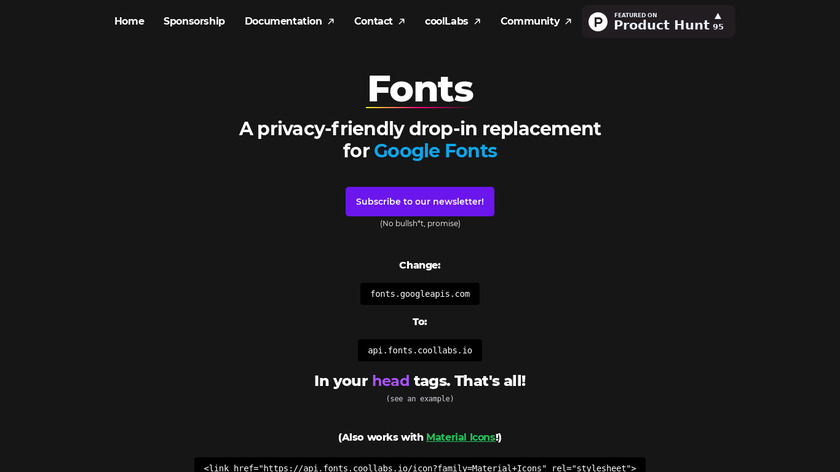 Coollabs Fonts Landing Page