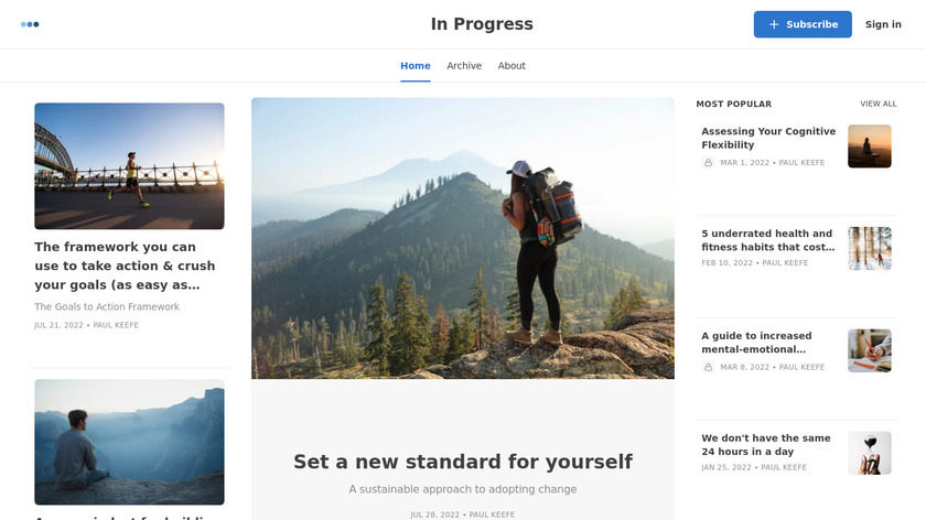 In Progress Newsletter Landing Page