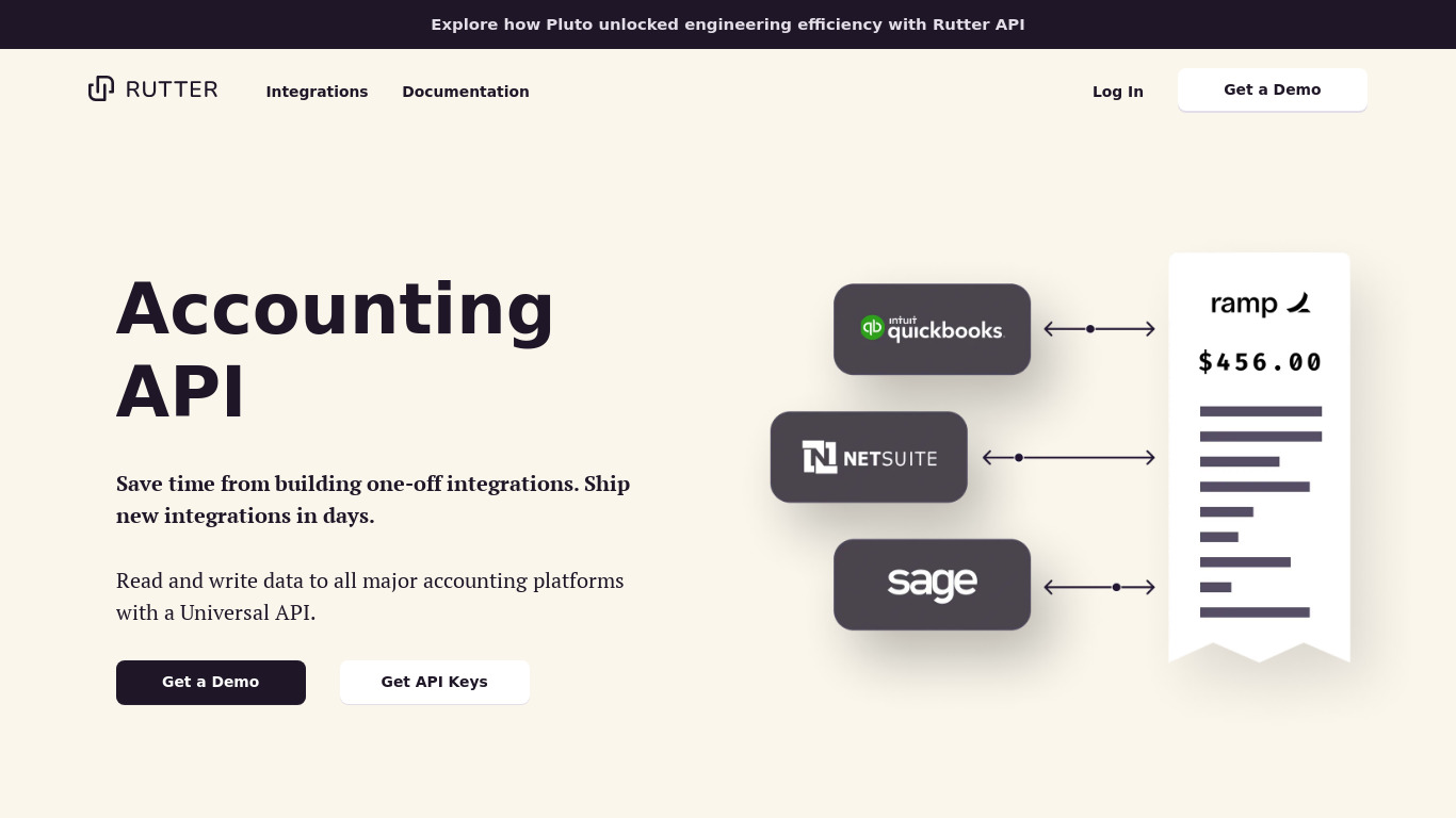 Rutter Accounting APIs Landing page