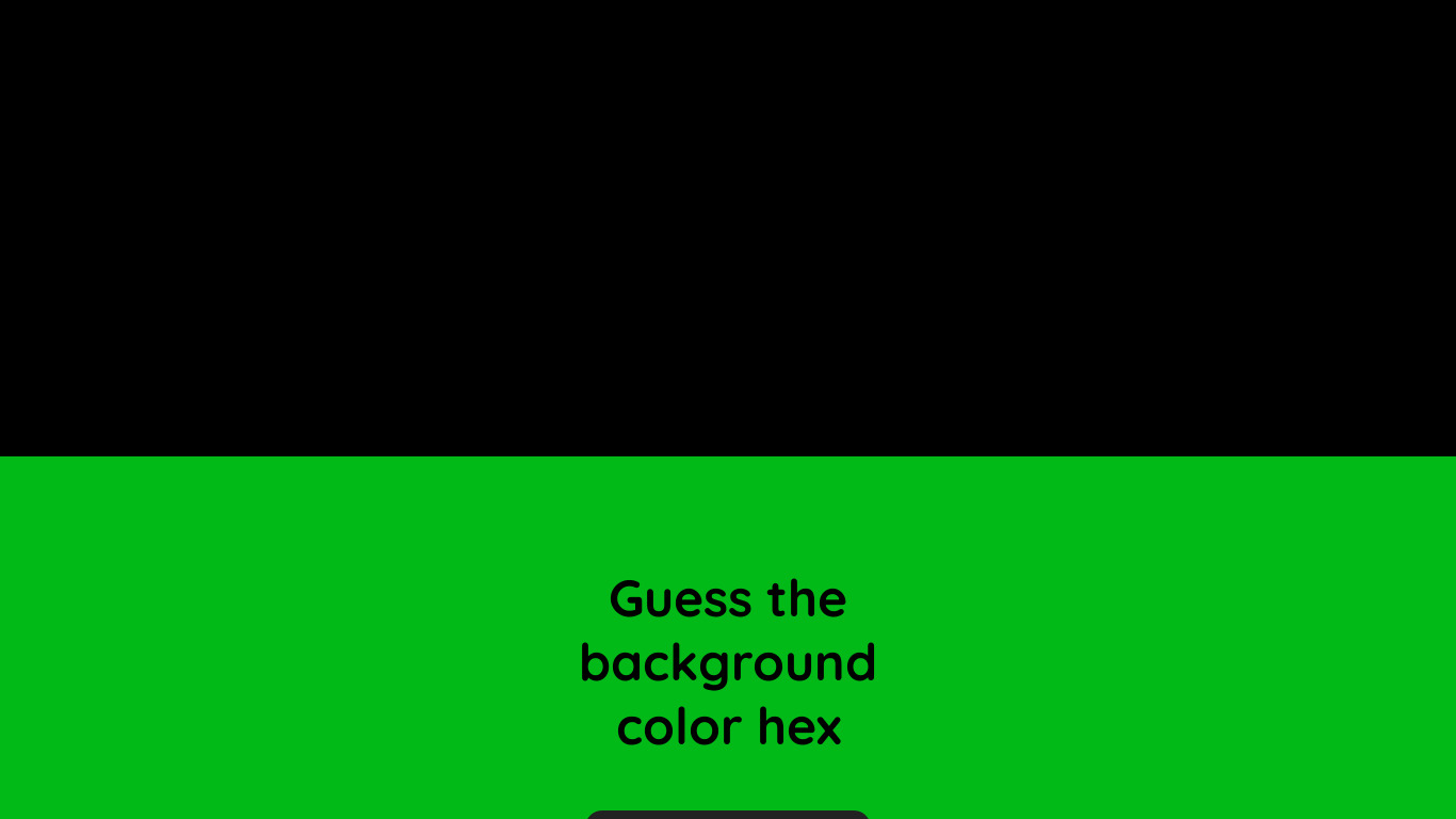 Hex Guess Landing page