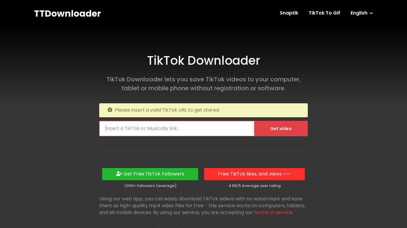 TTDownloader Landing Page