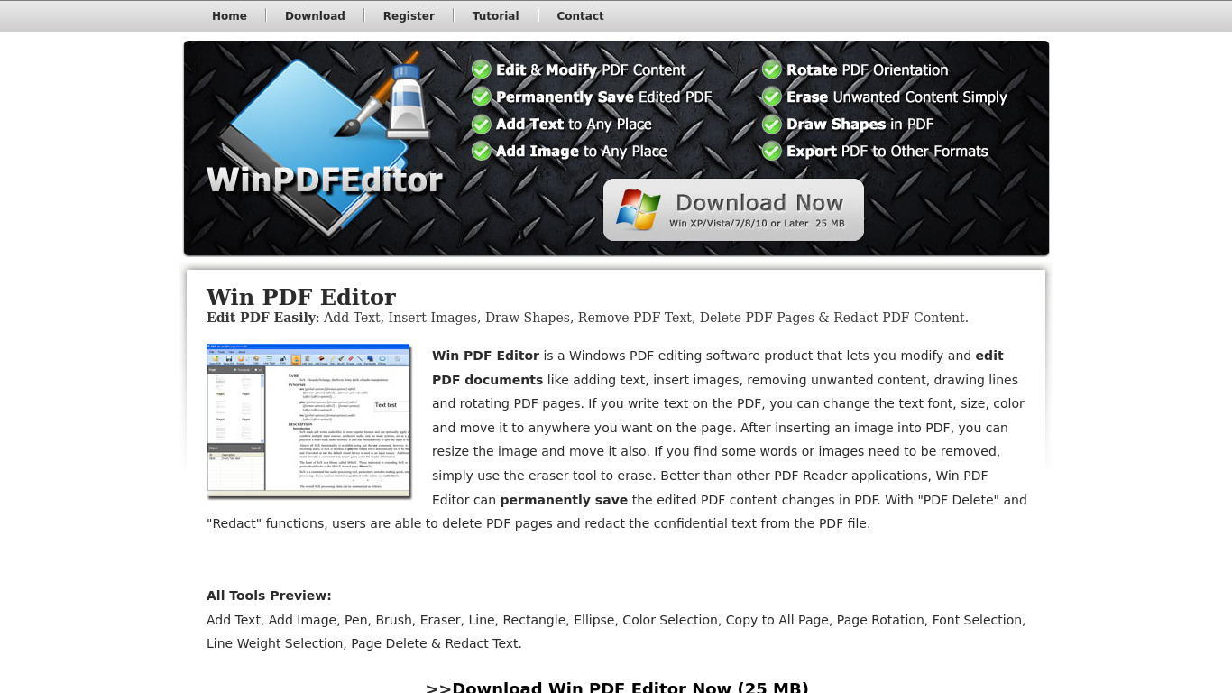 Win PDF Editor Landing page