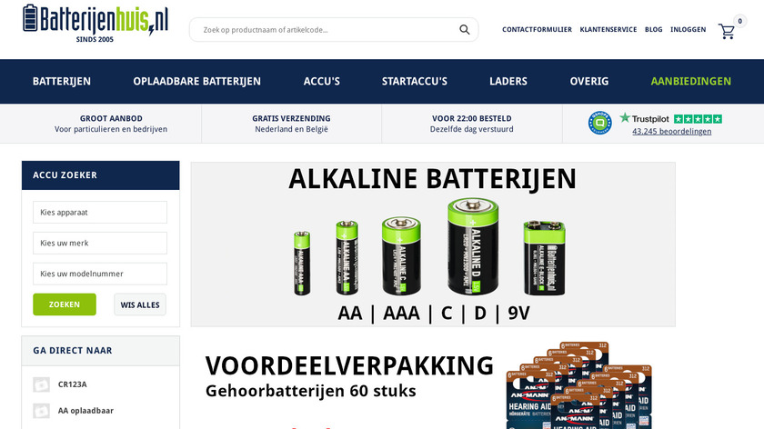 Batterijenhuis.nl Landing Page