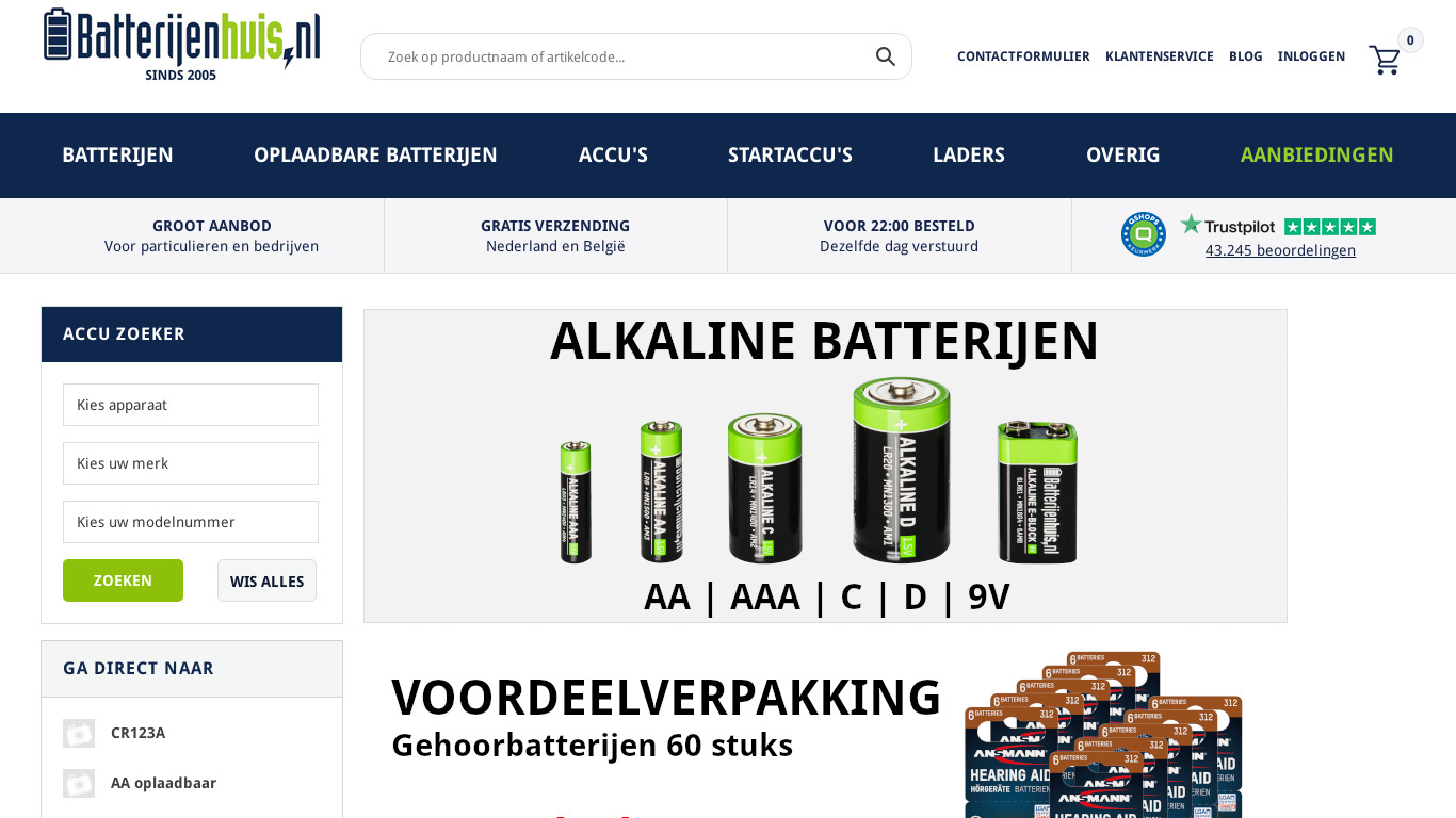 Batterijenhuis.nl Landing page