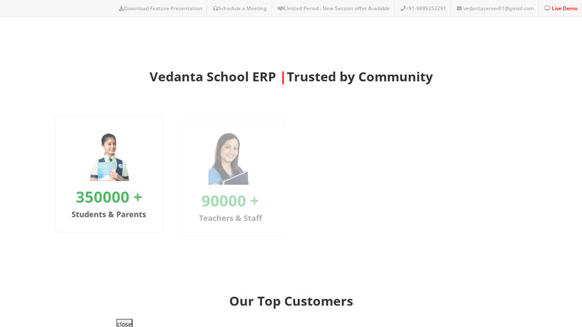 Vedanta Education ERP Landing Page