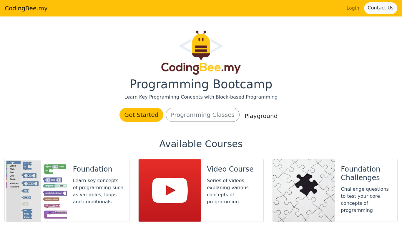 CodingBee.my Landing page