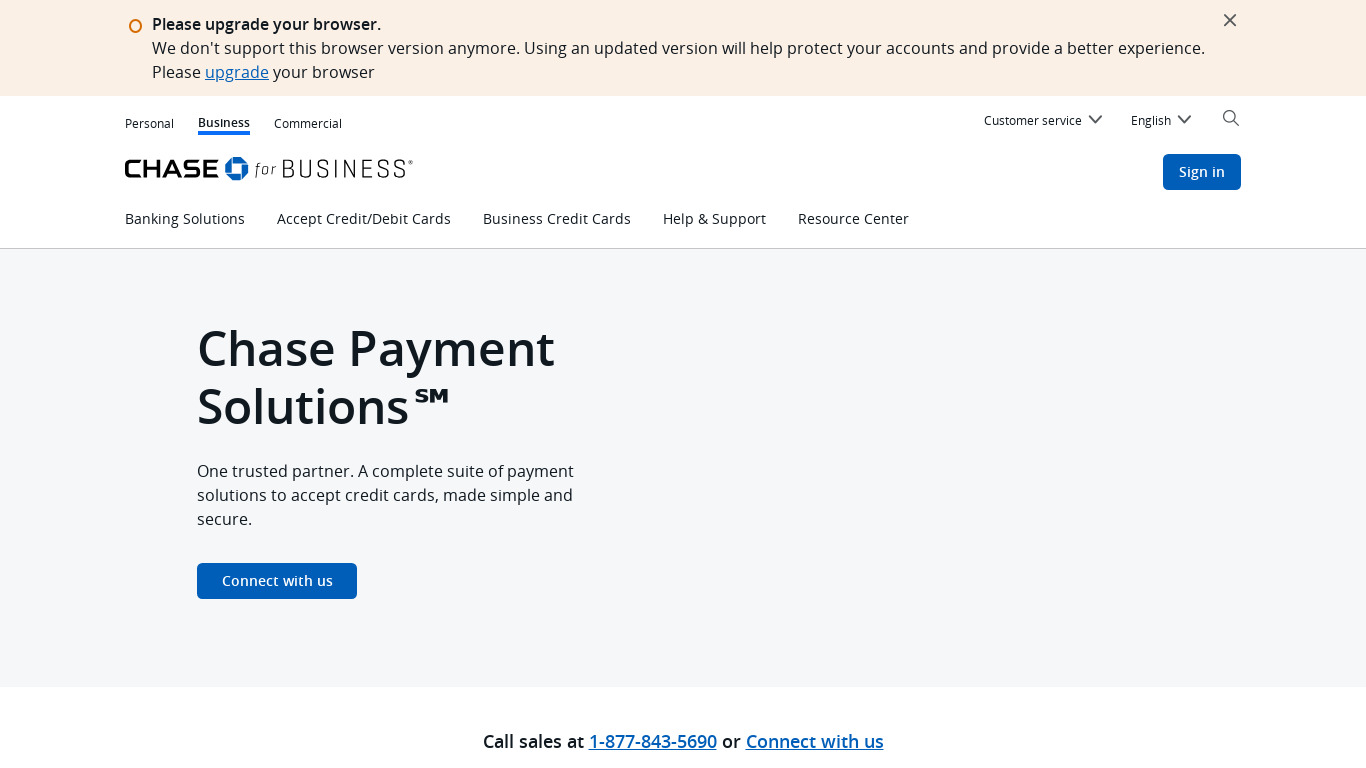 Chase Merchant Services Landing page