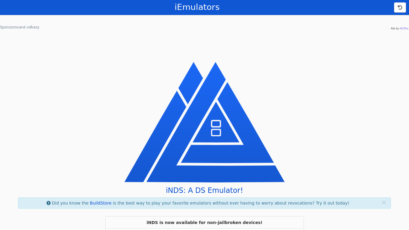 iNDS Emulator Landing page