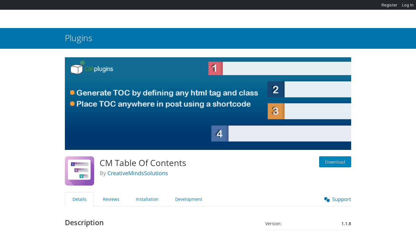 CM Table Of Contents Landing page