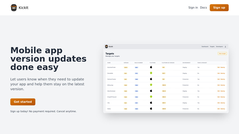 KickIt Landing Page